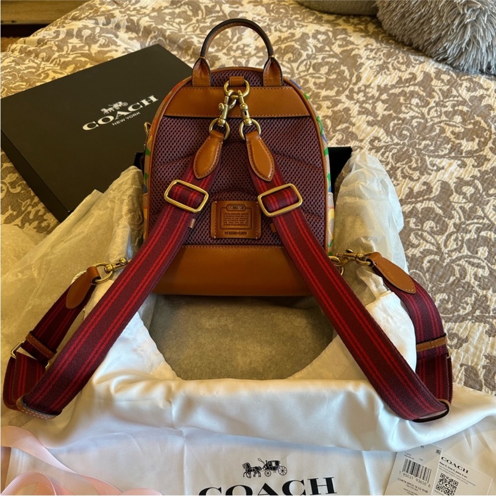 Coach Charter Backpack 18 In Rainbow Signature Canvas - Picture 6 of 16